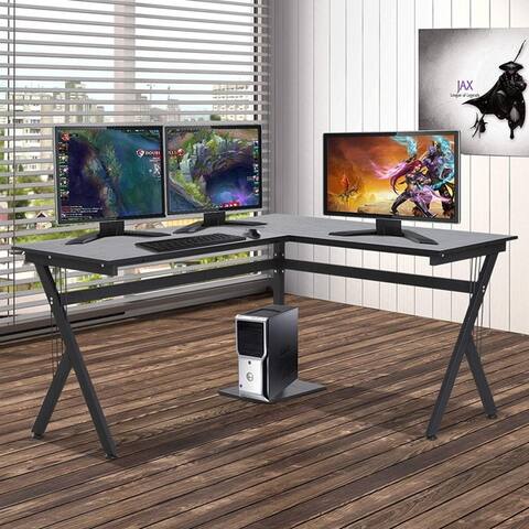 HomCom L-Shaped Office Workstation Computer Desk