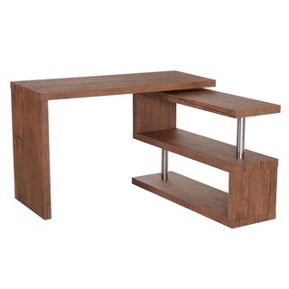 Aosomhomcom 75 Modern Corner Rotating Combo L Shaped Computer Desk Workstation With 2 Storage Shelves Walnut Dailymail