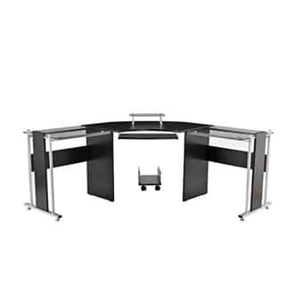 Shop Homcom 69 Modern L Shaped Smoked Glass Top Computer Desk