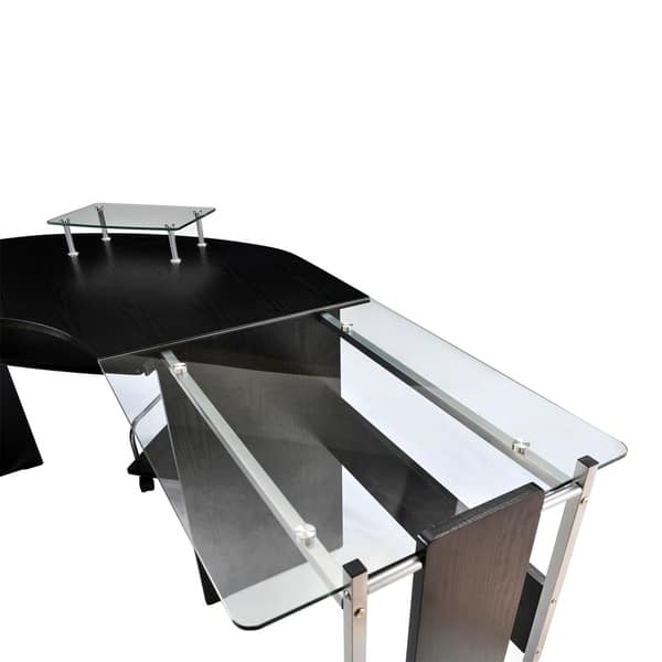 Shop Homcom 69 Modern L Shaped Smoked Glass Top Computer Desk