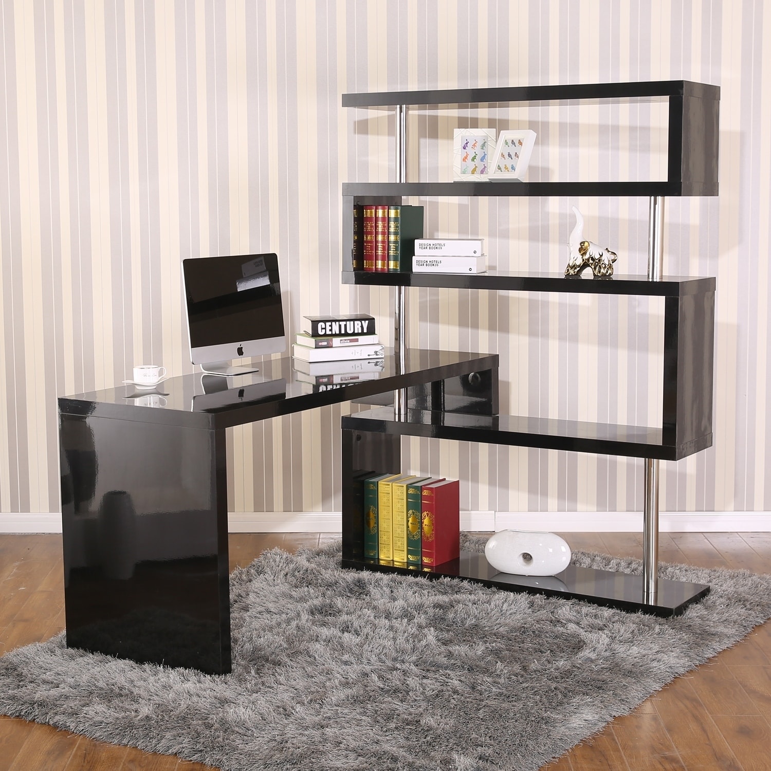 Shop Homcom Rotating Home Office Corner Desk And Shelf Combo
