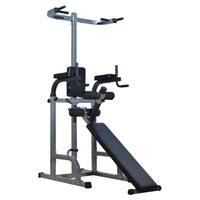 Soozier Full Body Power Tower Home Fitness Station with Sit Up Bench - gray