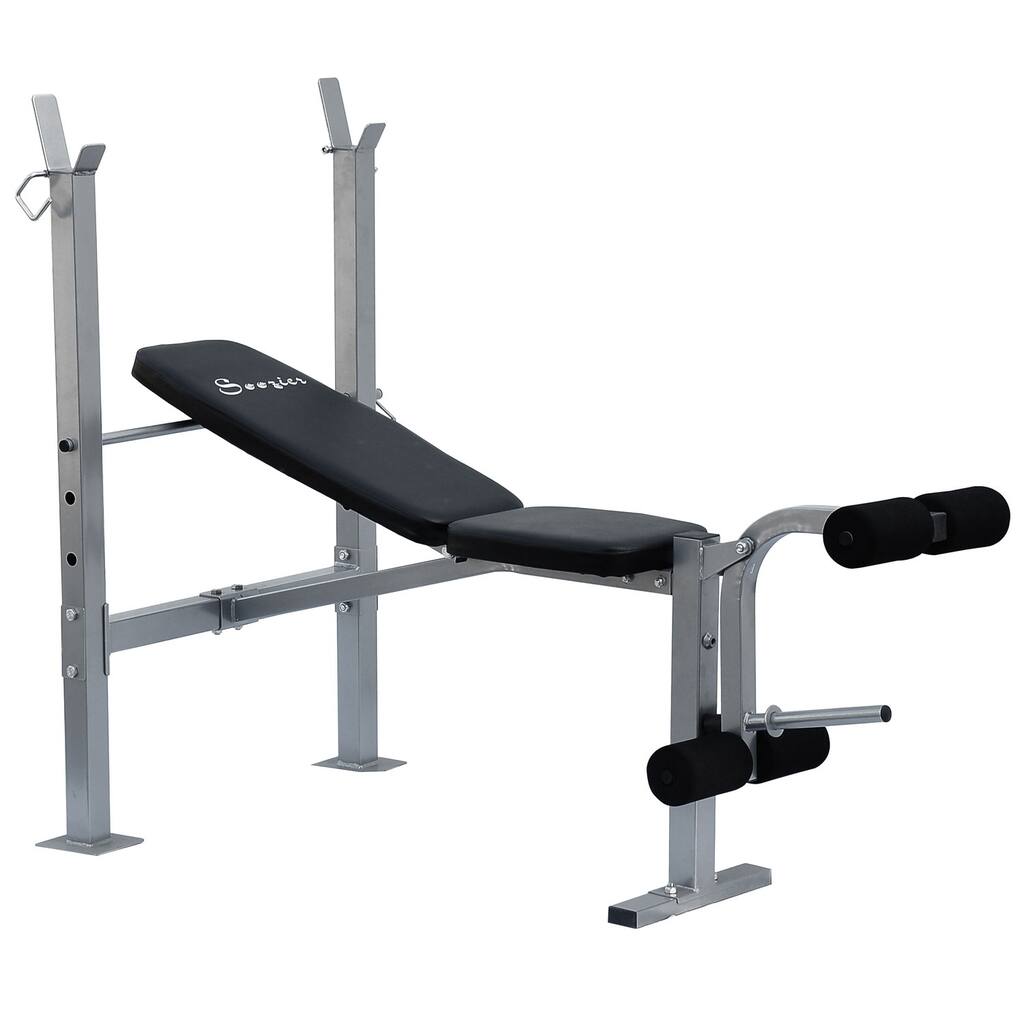 Soozier Incline and Flat Exercise Free Weight Bench with Leg Extension ...