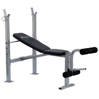 Soozier Incline and Flat Exercise Free Weight Bench with Leg Extension - Black