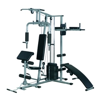 Soozier Complete Home Fitness Station Gym Machine with Weight Stack - Silver