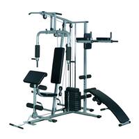 Soozier Complete Home Fitness Station Gym Machine with Weight Stack - Silver