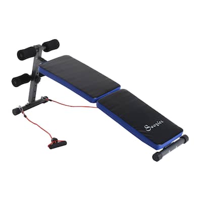 Soozier Adjustable Folding Ab Decline Sit Up Bench With Resistance Bands