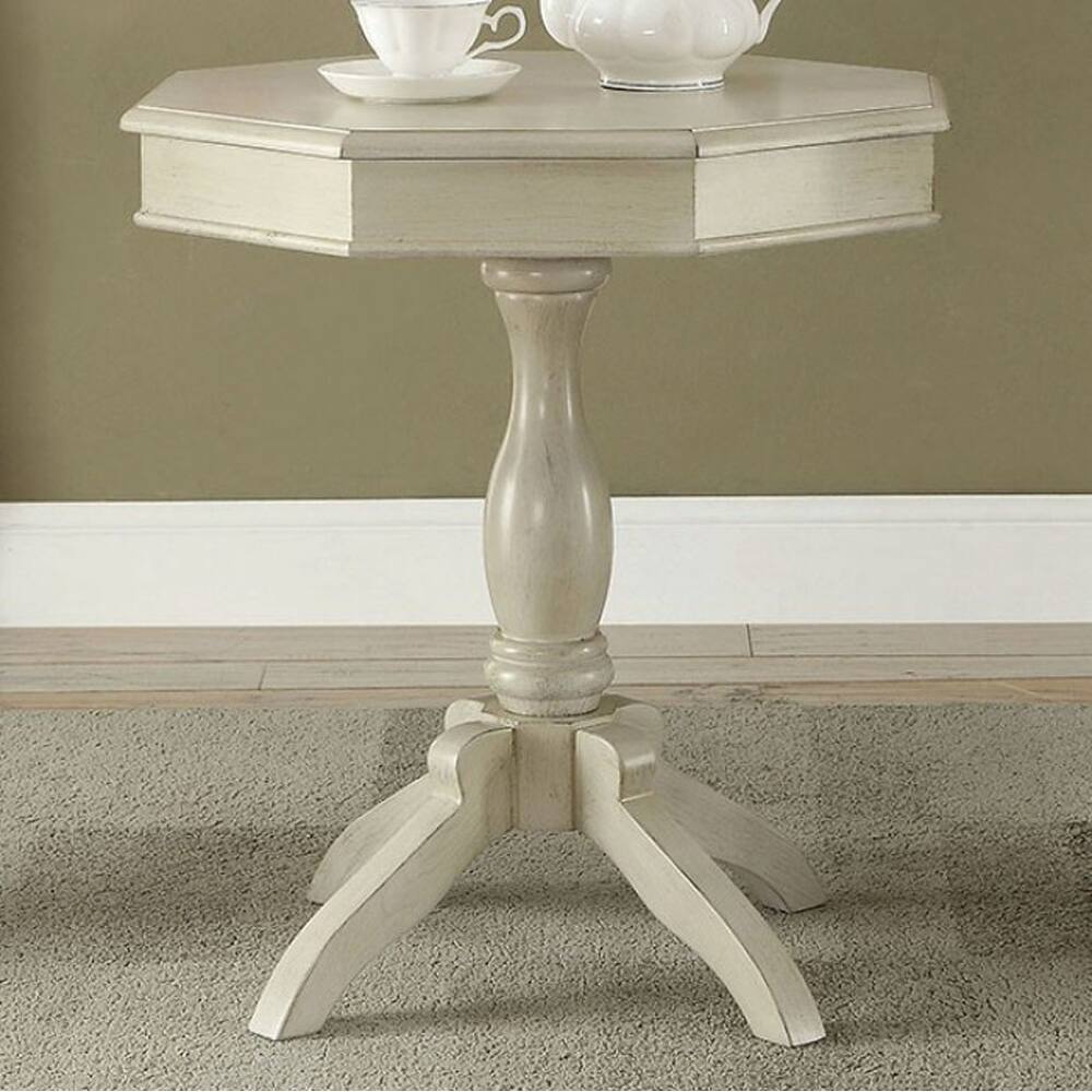 Iliana Transitional Octagon Accent Table, Antique White