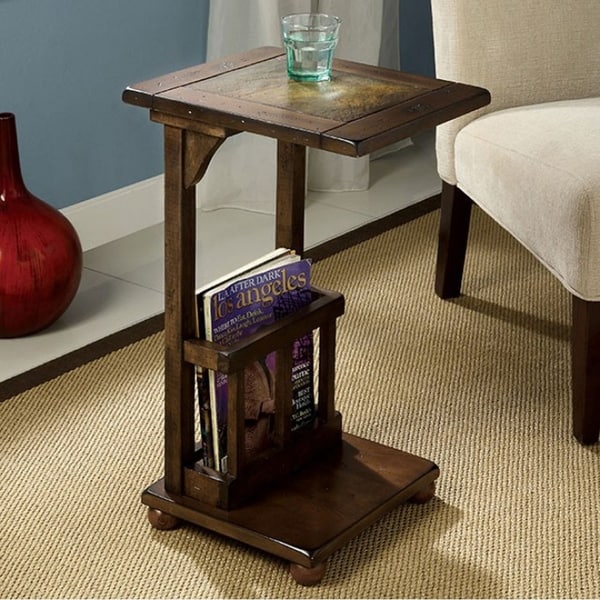 Wil Transitional Side Table Antique Walnut Finish Free Wil Transitional Side Table Antique Walnut Finish