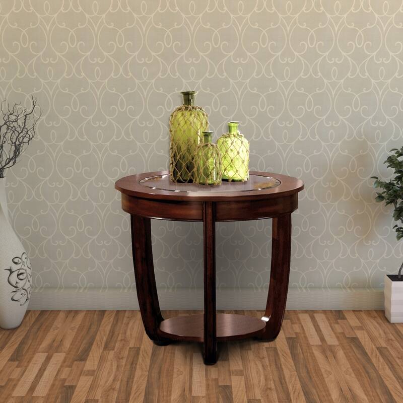 Crystal Falls Transitional Coffee Table , Dark Cherry