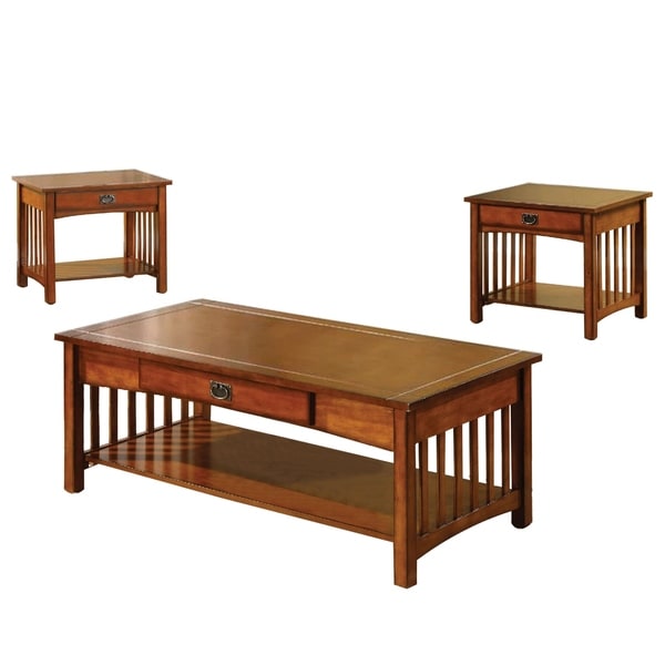 Seville Elegantly Designed 3 Piece Table Set, Antique Oak