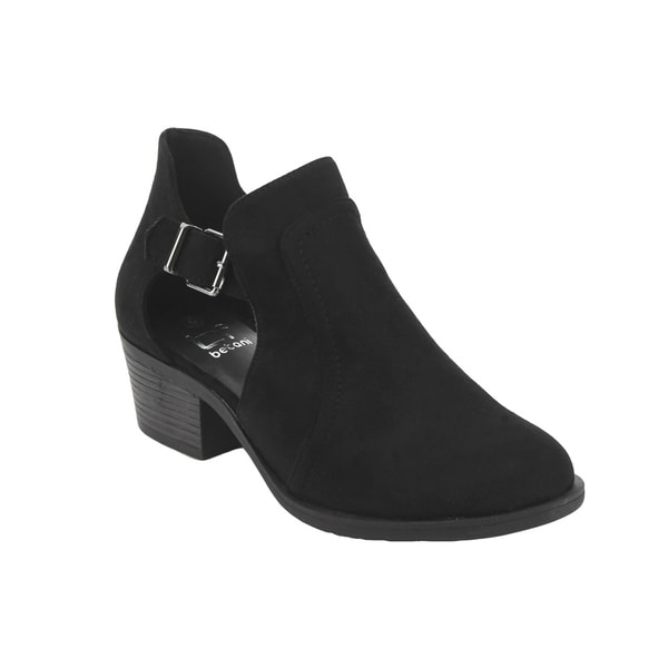 black ankle boots with side cutouts