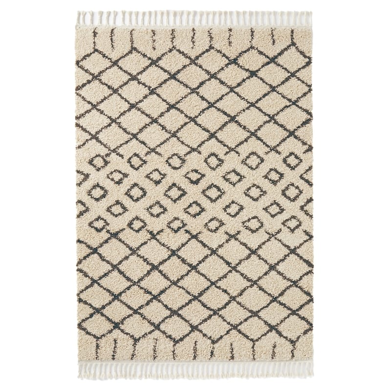 Nourison Moroccan Shag Geometric Area Rug - 3' 11" x 6' 7" - Cream - Runner/Rectangle