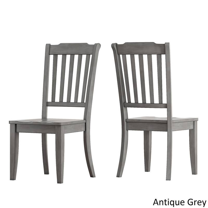 Eleanor Antique Grey Round Top Solid Wood Dining Set - Slat Back by iNSPIRE Q Classic - 5 Piece Set - Antique Grey Chairs w Antique Grey Table