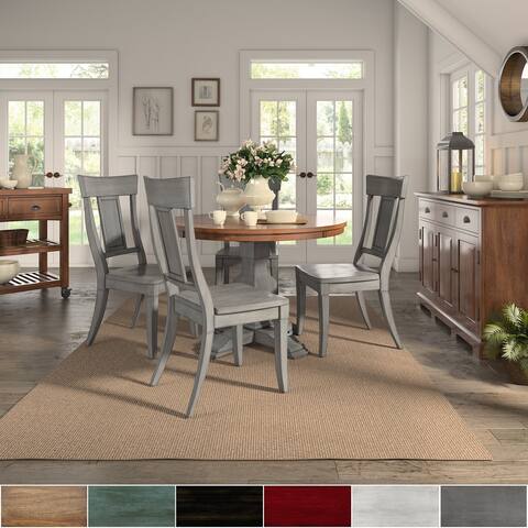 Eleanor Antique Grey Round Top Solid Wood Dining Set - Panel Back by iNSPIRE Q Classic