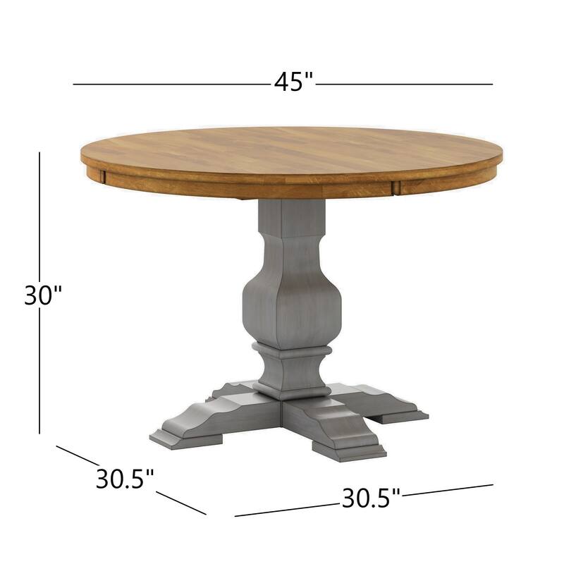Eleanor Antique Grey Round Top Solid Wood Dining Set - Panel Back by iNSPIRE Q Classic