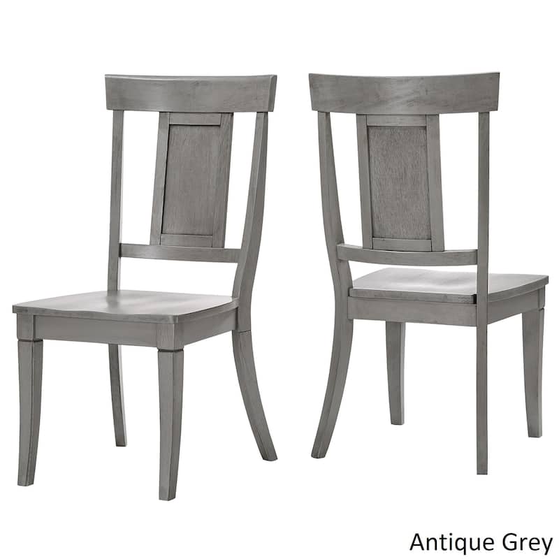 Eleanor Antique Grey Round Top Solid Wood Dining Set - Panel Back by iNSPIRE Q Classic - 5-Piece Set - Antique Grey Chairs w Antique Grey Table