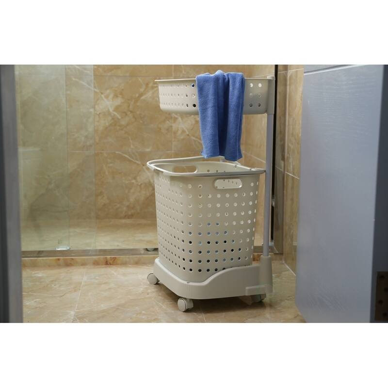 2 Tier Plastic Laundry Basket with Wheels