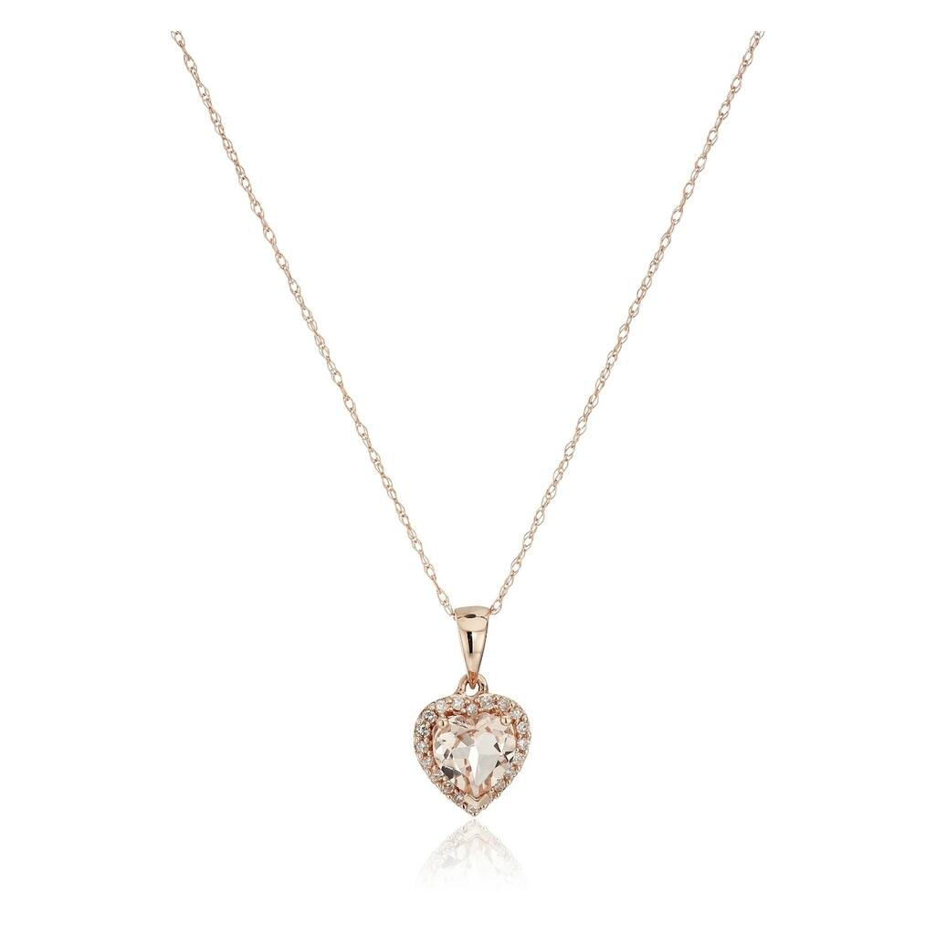 10KT Yellow GOLD Diamond,Morganite Pendant