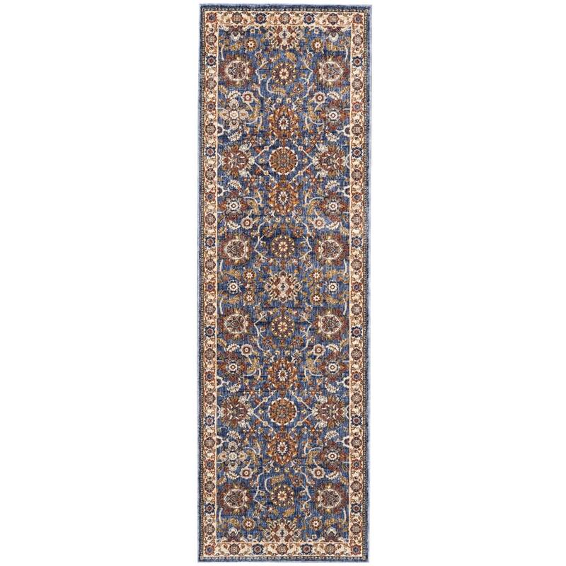 Nourison Reseda Traditional Floral Border Area Rug - 2'3" x 7'6" Runner - Blue - Runner/Rectangle