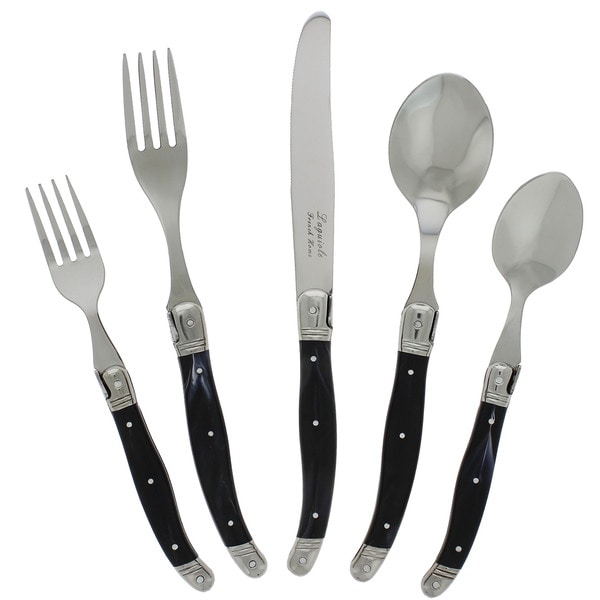 French Home 20 Piece Laguiole Black Flatware Set