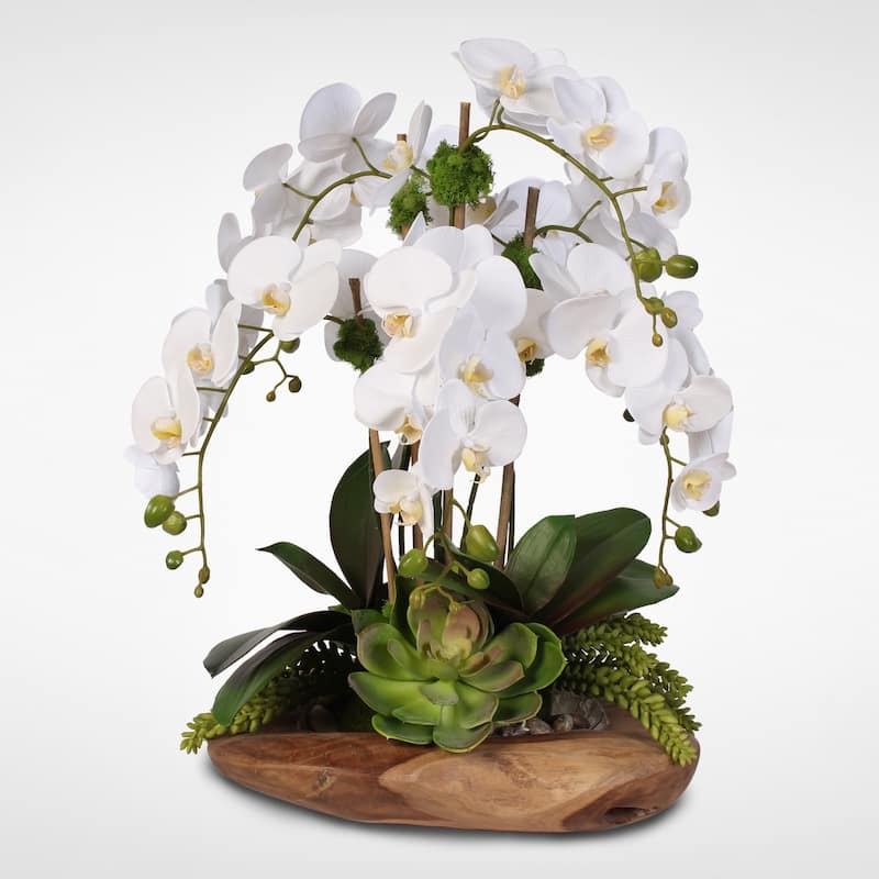 Real Touch 6-Stem Phalaenopsis Orchids - White