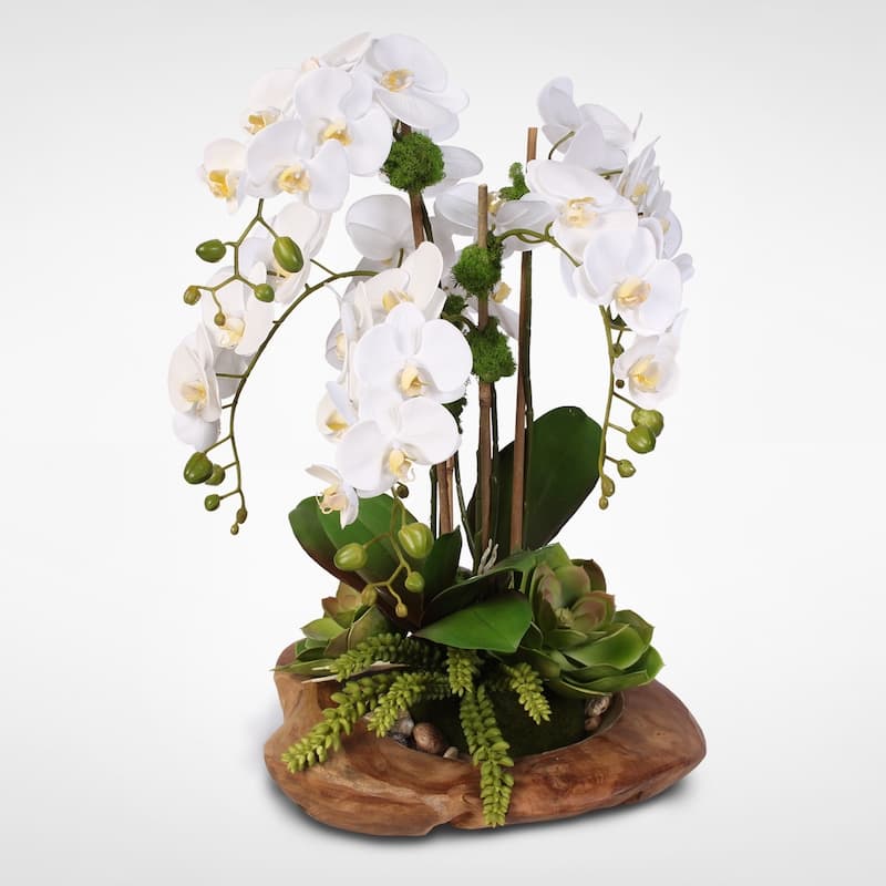 Real Touch 6-Stem Phalaenopsis Orchids - White