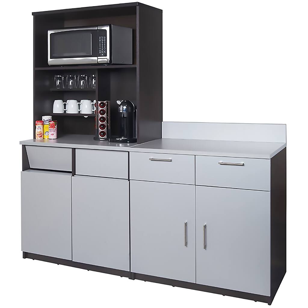 Coffee Break Room Cabinets ASSEMBLED Model O4P0A6L4S 3pc EspressoGray