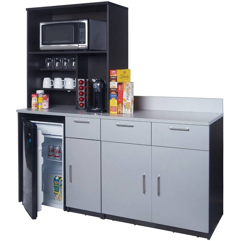 Coffee Break Room Cabinets ASSEMBLED Model O4P0A7L0S 3pc EspressoGray
