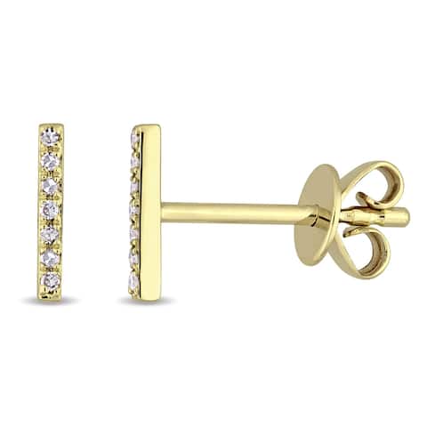 Miadora 14k Yellow Gold Diamond Accent Vertical Bar Stud Earrings - White