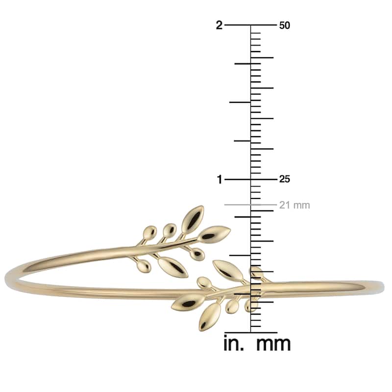Fremada 14k Yellow Gold Olive Branch Cuff Bangle Bracelet (7.5 inches)