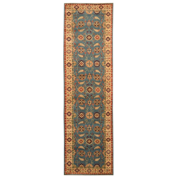 Handmade Herat Oriental Afghan Hand-knotted Tribal Kazak Wool Runner (Afghanistan) - 2'8 x 9'7