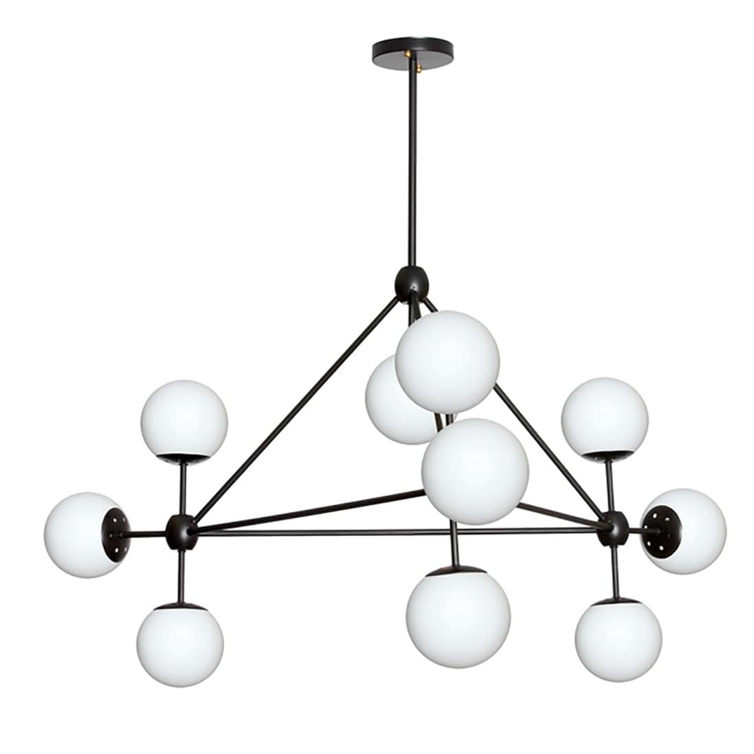 10LT Chandelier, Black Finish w/White Glass (40 W) - Chandeliers For Bedrooms by Overstock.com