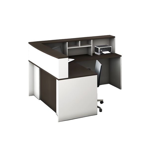 Reception Center Furniture 4pc Complete Group Model O4M1E5G6A Contemporary White+Espresso color. Refresh Your Reception Area.
