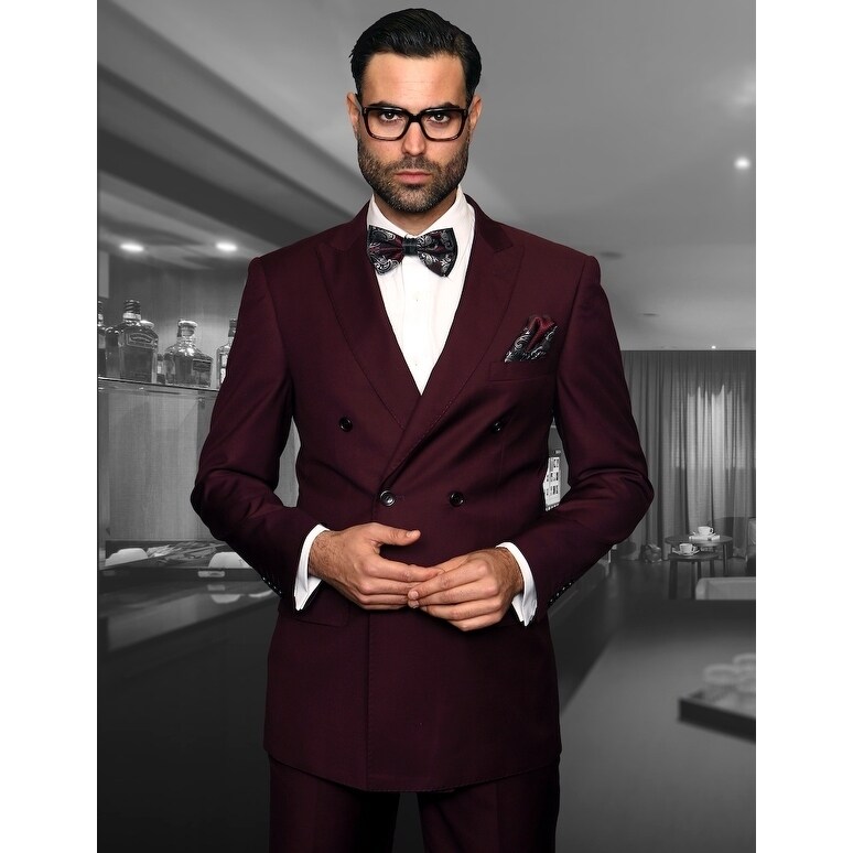 maroon double breasted suit