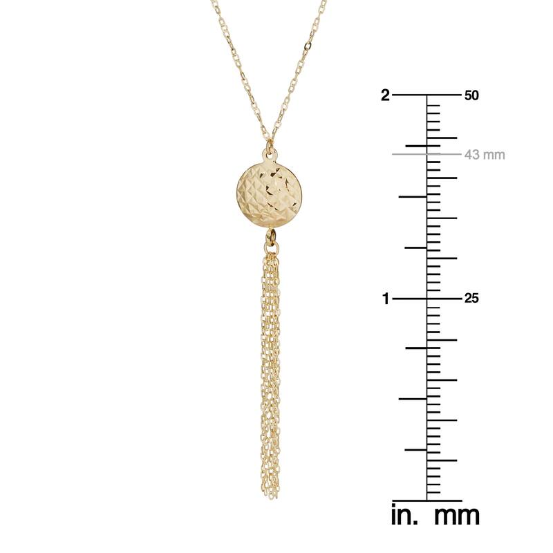 Fremada 14k Yellow Gold Diamond-cut Disc Tassel Necklace (adjustable to 17 or 18 inches)