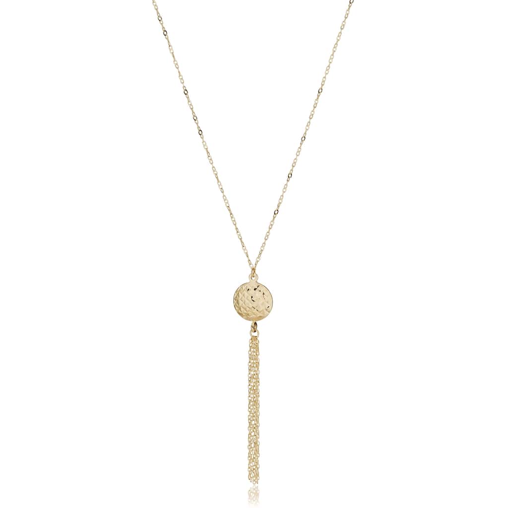 Fremada 14k Yellow Gold Diamond-cut Disc Tassel Necklace (adjustable to 17 or 18 inches)
