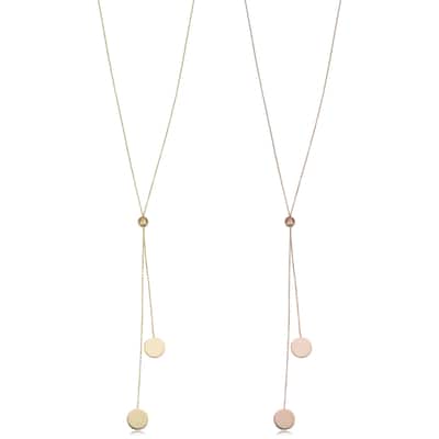 Fremada 14k Gold Double Disc Lariat Necklace (up to 28 inches)