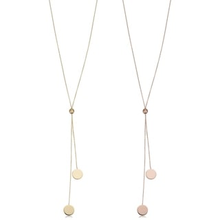 28 inches 14k Yellow White and Rose Gold Tri-Color Diamond Cut Sliding Beads Adjutable Lariat Necklace