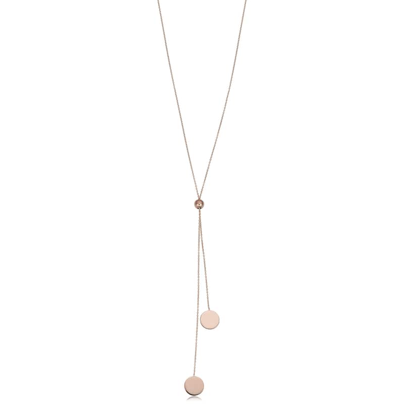 Fremada 14k Gold Double Disc Lariat Necklace (up to 28 inches)