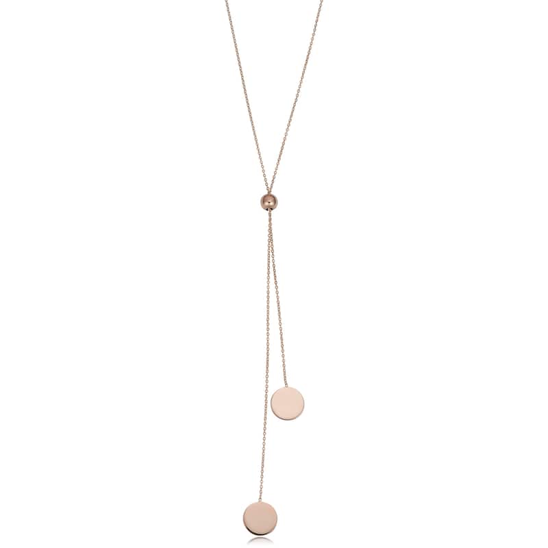 Fremada 14k Gold Double Disc Lariat Necklace (up to 28 inches)