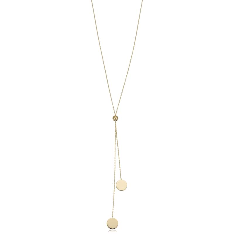Fremada 14k Gold Double Disc Lariat Necklace (up to 28 inches) - Yellow