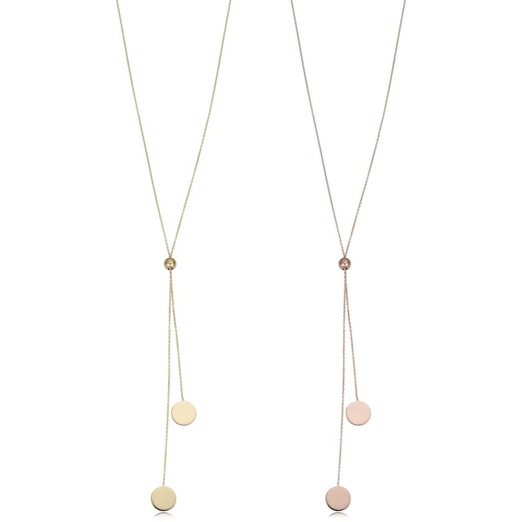 Fremada 14k Gold Double Disc Lariat Necklace (up to 28 inches)