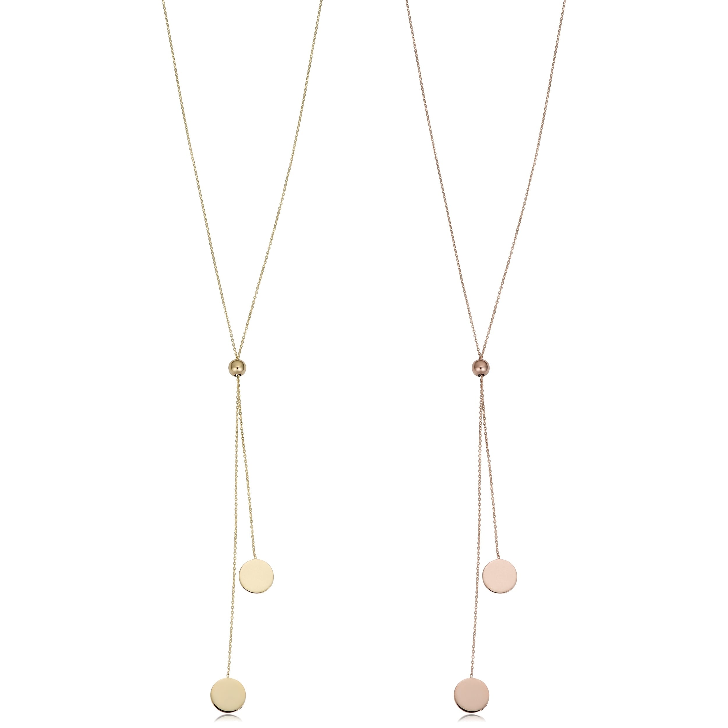 Au Naturale 14k Gold Double Disc Lariat Necklace (up to 28 inches)