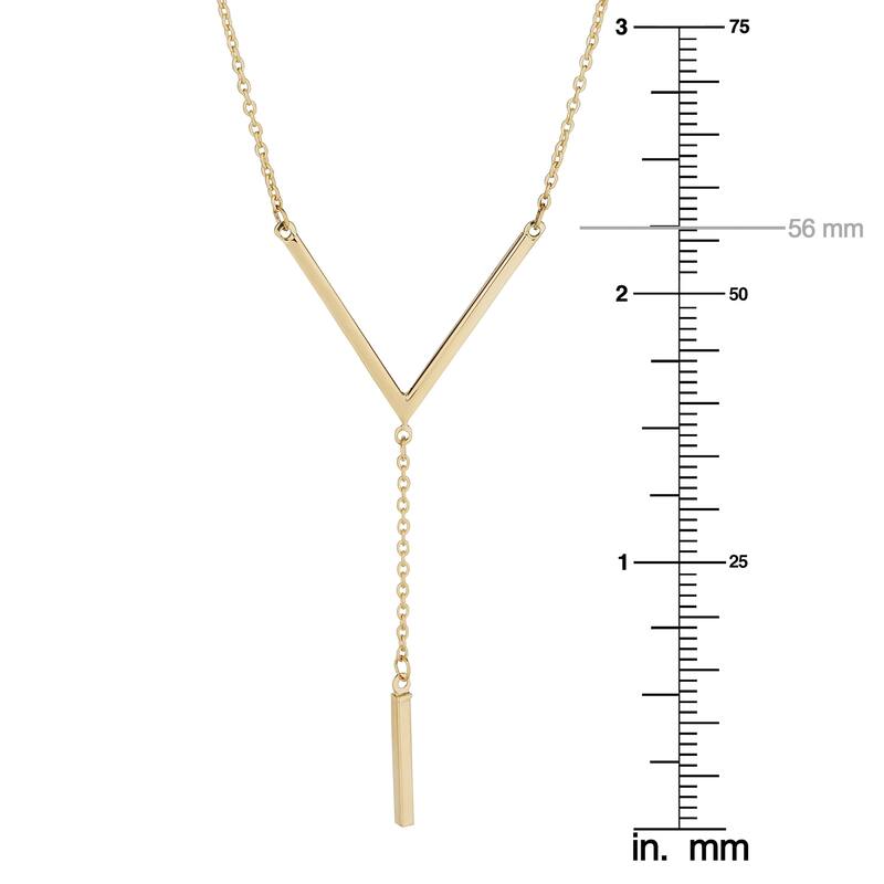 Fremada 14k Gold V and Bar Drop Necklace (fits 17 to 18 inches)