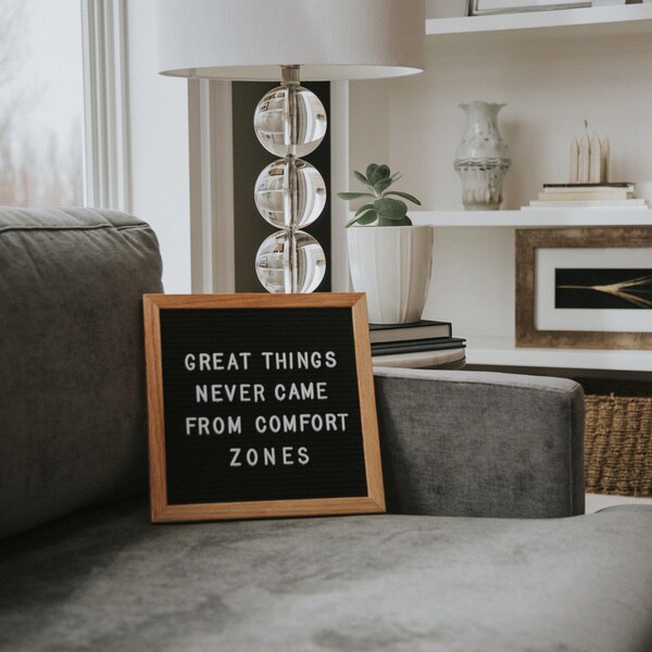 Rettel Board Small Talk Letter Board 10.5" x 10.5" Oak Frame with Felt Backing and Letters Included