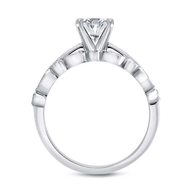 Auriya 14k Gold 7/8ctw Vintage Oval-cut Solitaire Diamond Engagement Ring Set