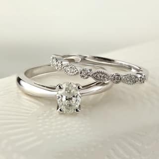 Solitaire Bridal Sets Wedding Ring For Less Auriya 14k Gold 1ct Tdw Vintage Certified Oval Cut Diamond Solitaire Engagement Ring Set