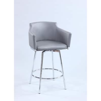 Somette Dahlia Grey Club Bar Stool with Memory Swivel