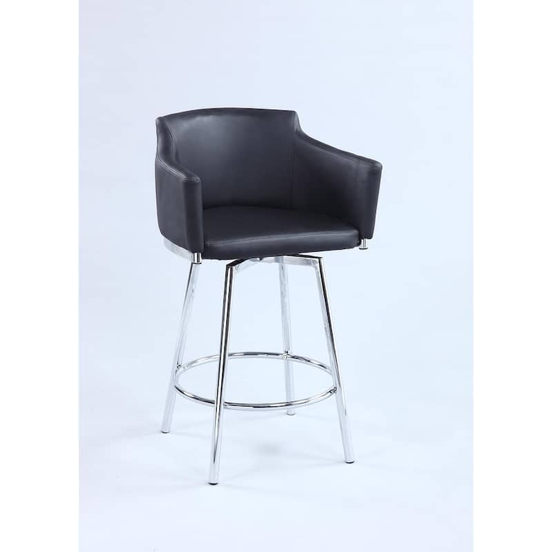 Somette Dahlia Grey Club Bar Stool with Memory Swivel - Black
